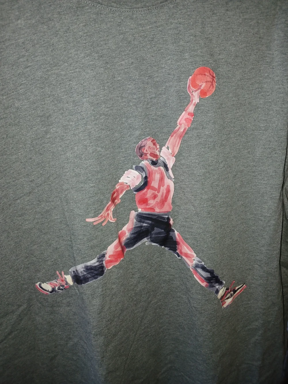 Nike Air Jordan Watercolor Jumpman Graphic Tee Heather Grey XL